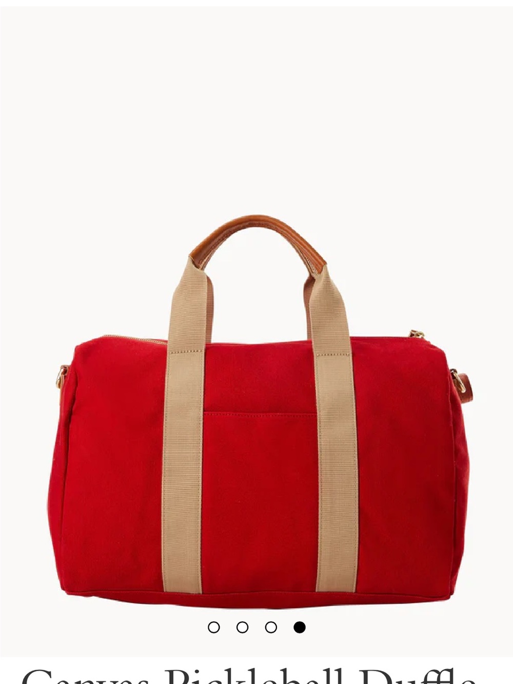 Dooney & Bourke Red Canvas Pickleball Duffel with Tan Leather Pouch - Picture 3 of 4